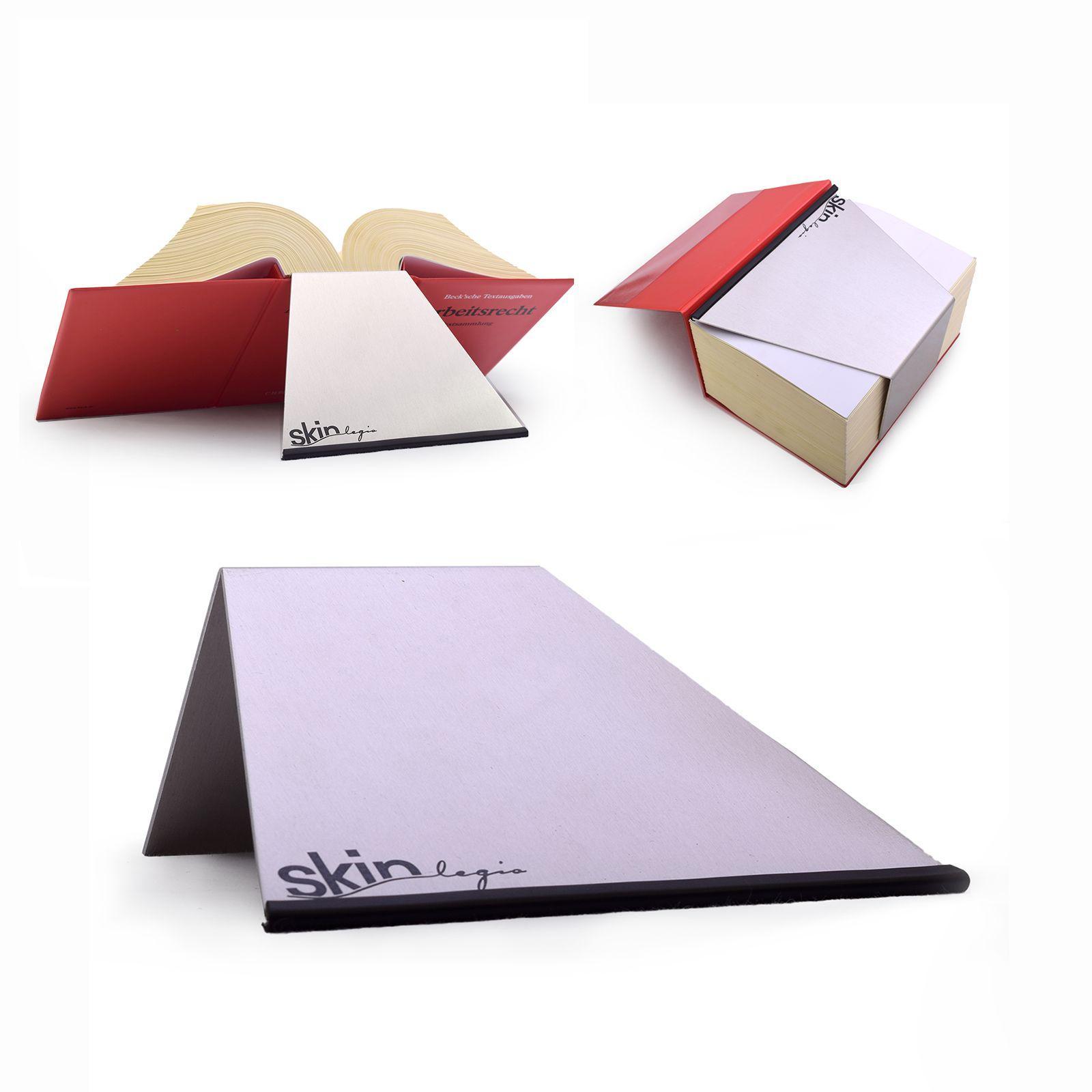 Beispielinhalt (Bild) SKIN Buchstütze LEGIS Gr. XL (Habersack) mit rutschfester Gummikante
