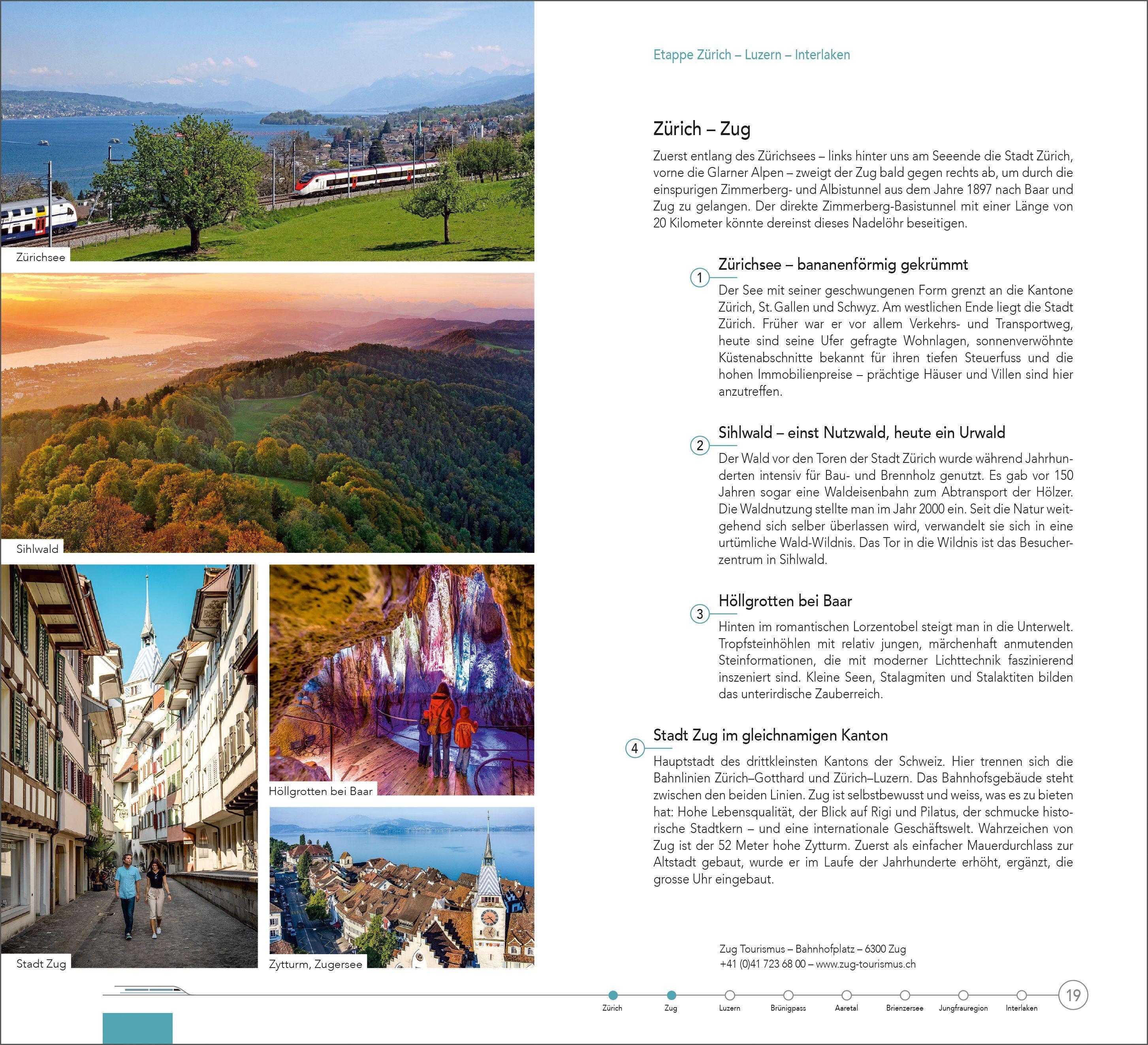 Beispielinhalt (Bild) Hallwag Reiseführer Grand Train Tour of Switzerland, deutsche Ausgabe