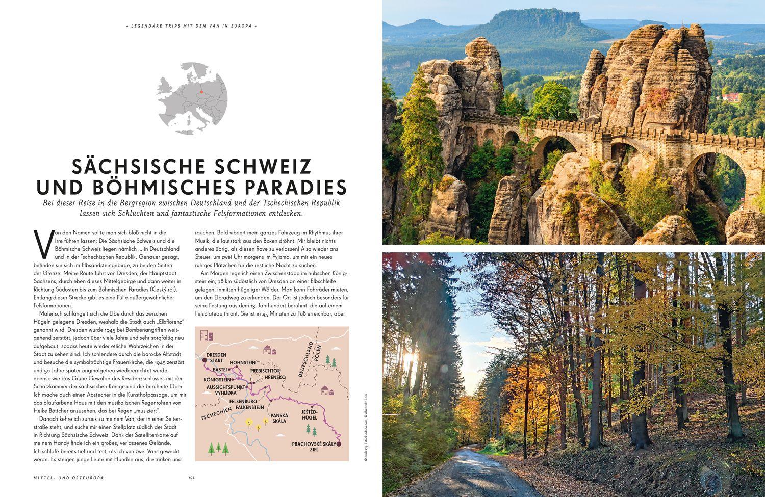 Beispielinhalt (Bild) LONELY PLANET Bildband Legendäre Trips mit dem Van in Europa