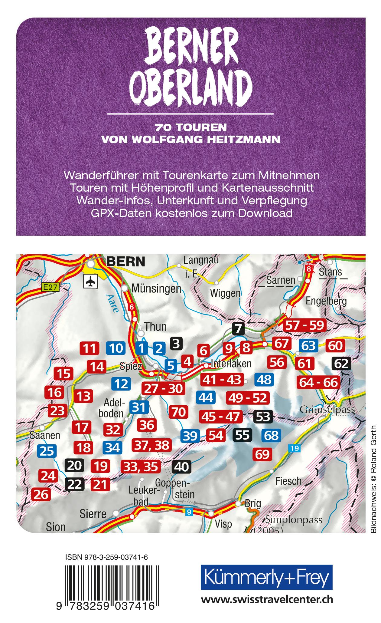 Rückseitencover Kümmerly+Frey Wanderführer Berner Oberland