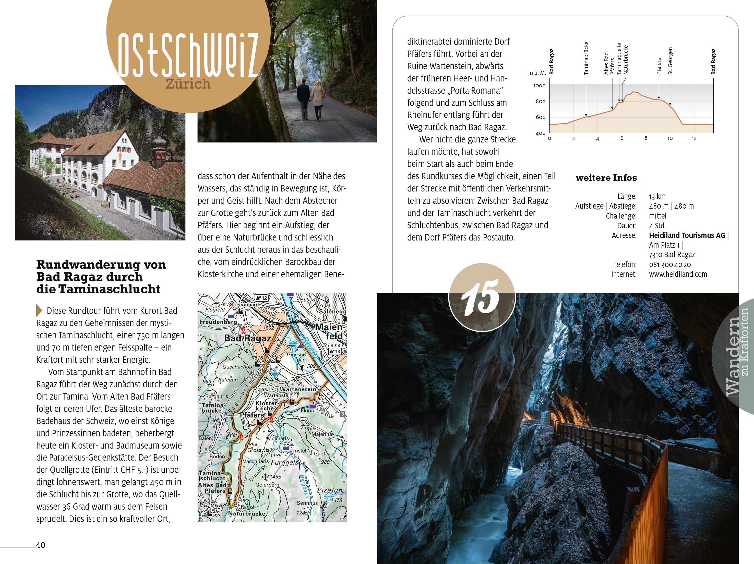 Beispielinhalt (Bild) Kümmerly+Frey Erlebnis Schweiz Wandern zu Kraftorten - Wanderführer