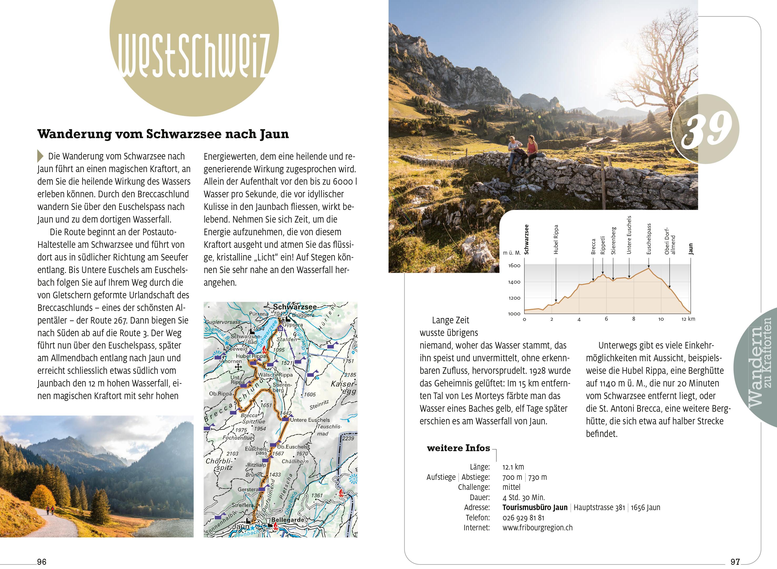 Beispielinhalt (Bild) Kümmerly+Frey Erlebnis Schweiz Wandern zu Kraftorten - Wanderführer
