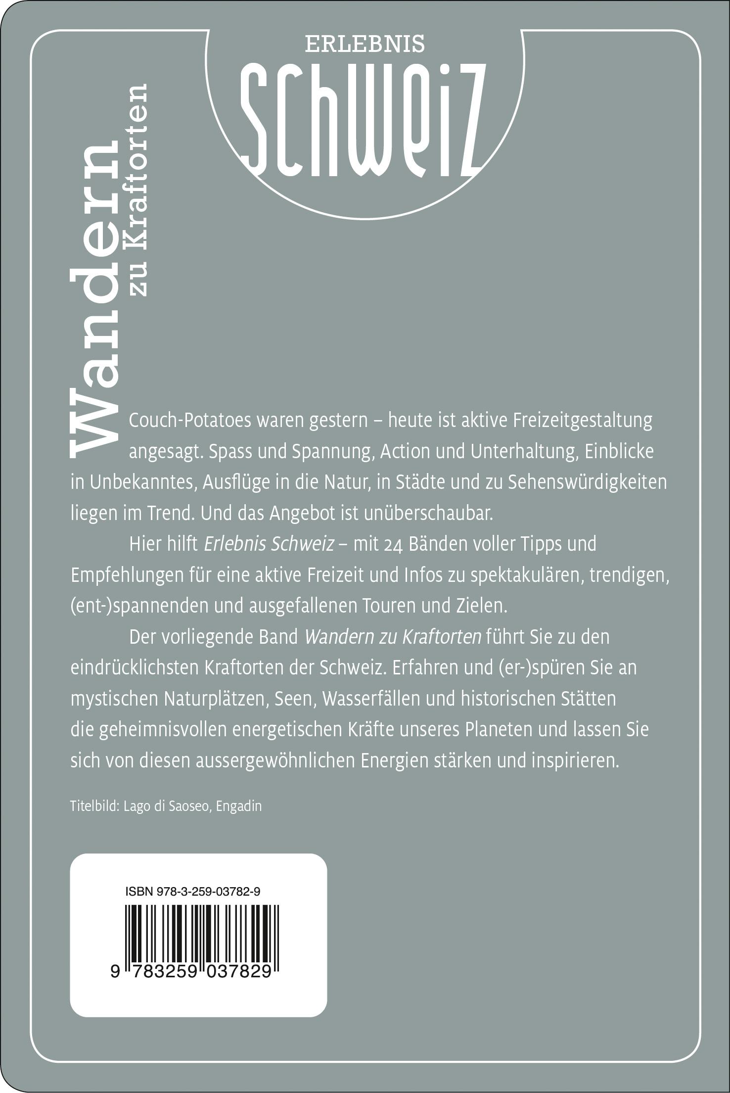 Rückseitencover Kümmerly+Frey Erlebnis Schweiz Wandern zu Kraftorten - Wanderführer