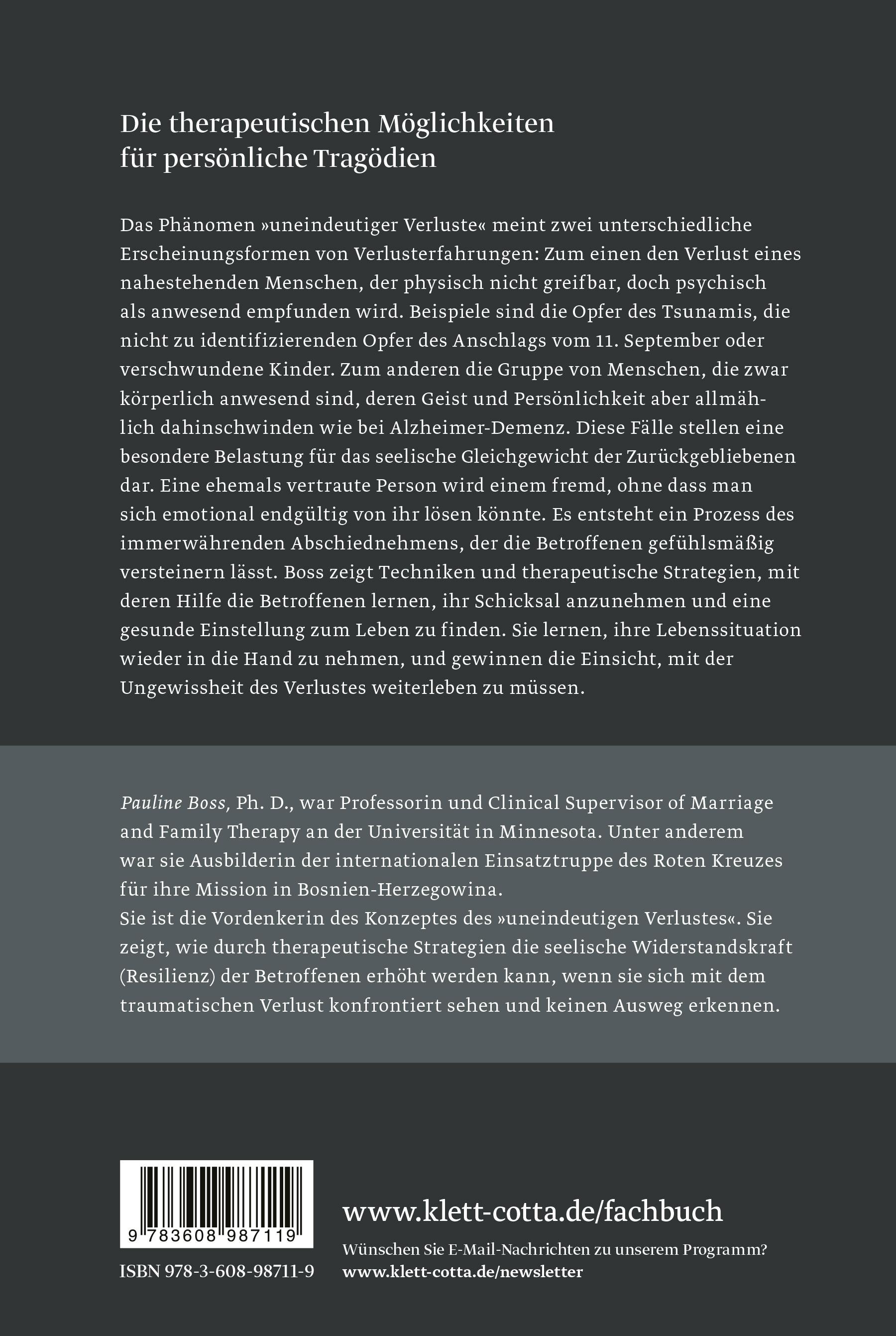 Rückseitencover Verlust, Trauma und Resilienz