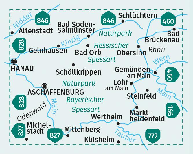 Beispielinhalt (Bild) KOMPASS Wanderkarten-Set 832 Spessart (2 Karten) 1:50.000