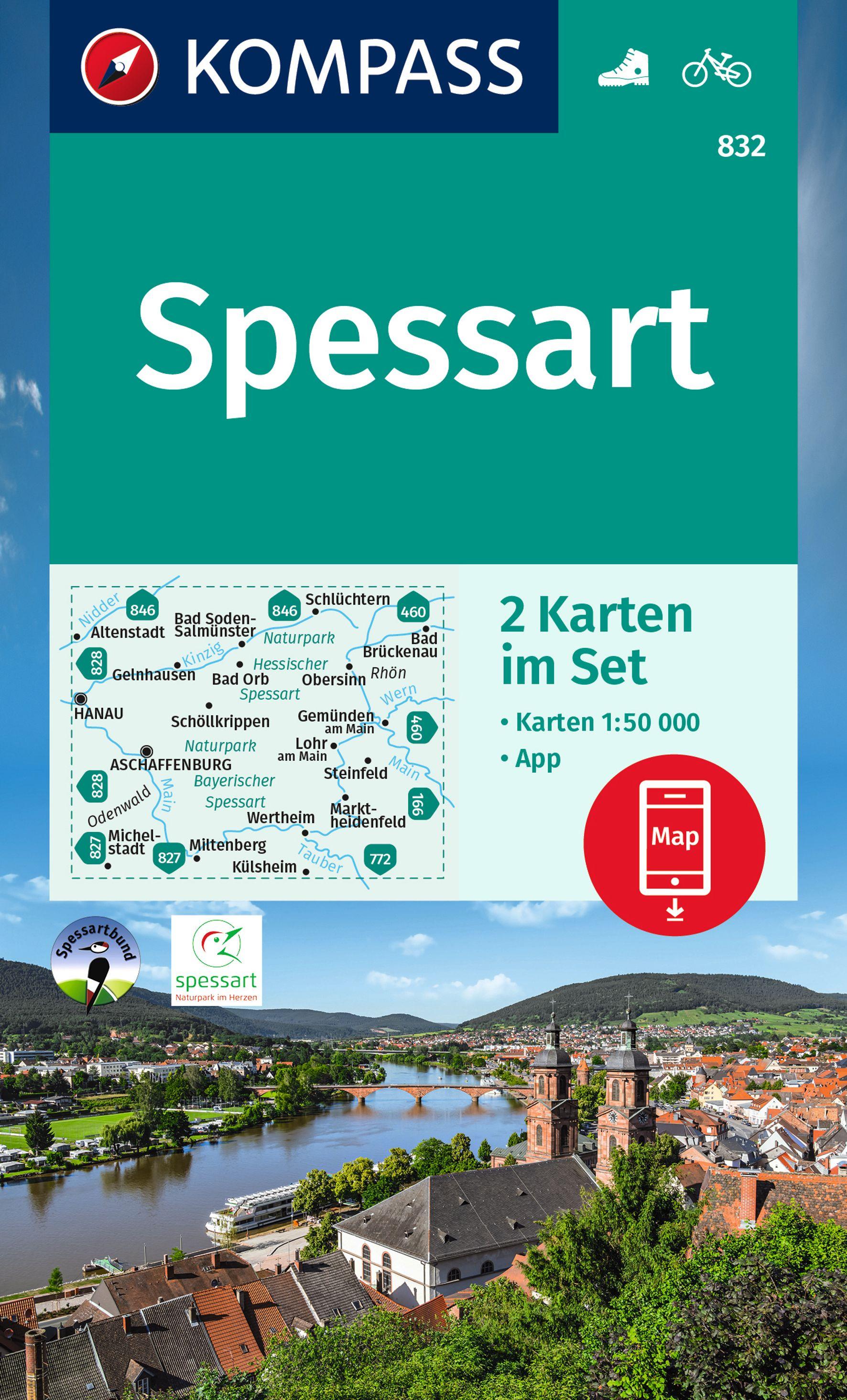 Vorderes Coverbild KOMPASS Wanderkarten-Set 832 Spessart (2 Karten) 1:50.000