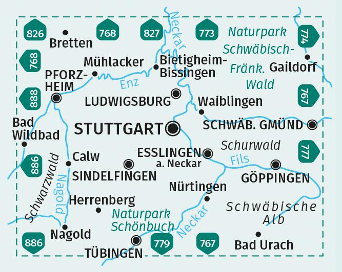 Beispielinhalt (Bild) KOMPASS Wanderkarten-Set 780 Stuttgart und Umgebung (2 Karten) 1:50.000