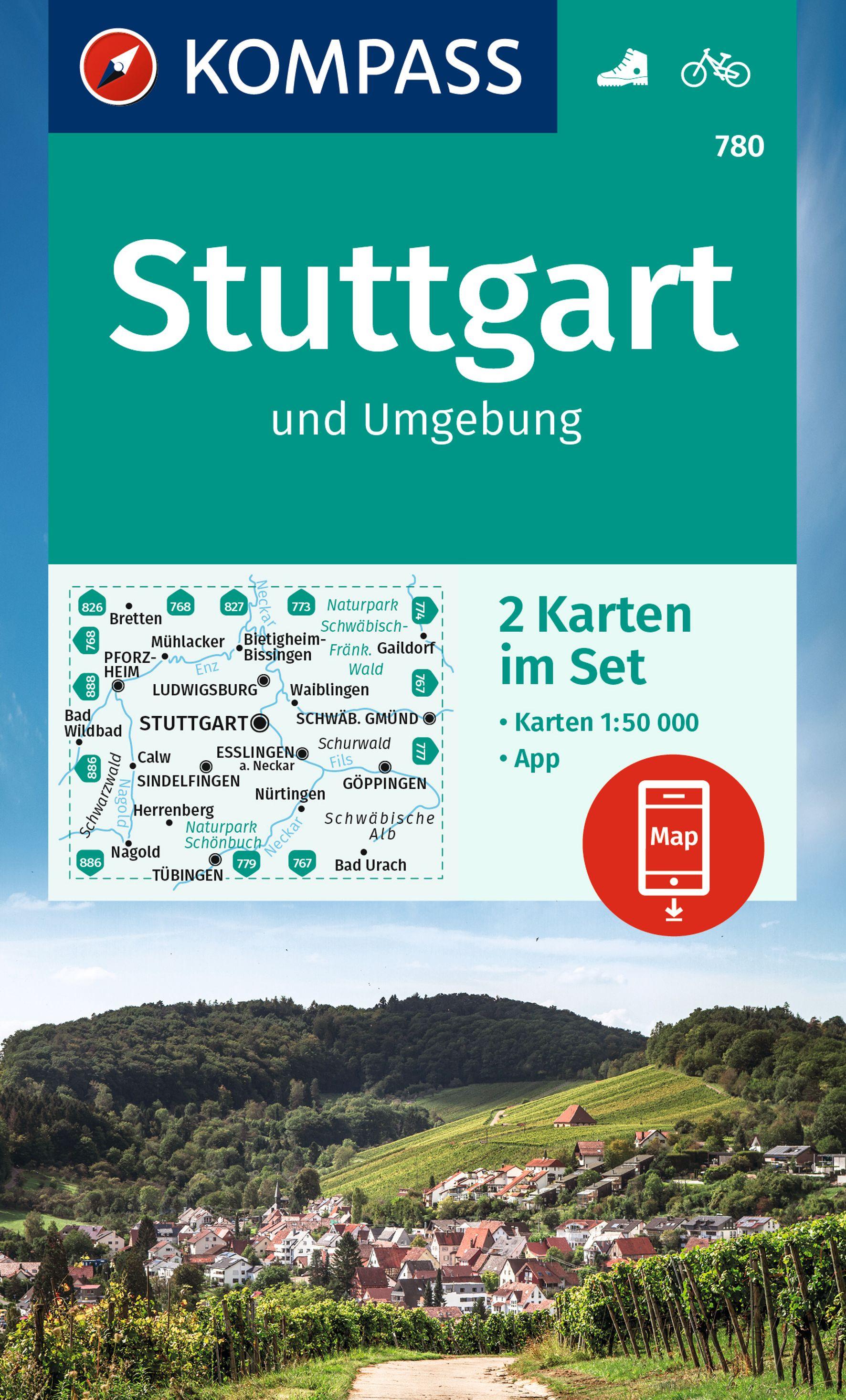 Vorderes Coverbild KOMPASS Wanderkarten-Set 780 Stuttgart und Umgebung (2 Karten) 1:50.000