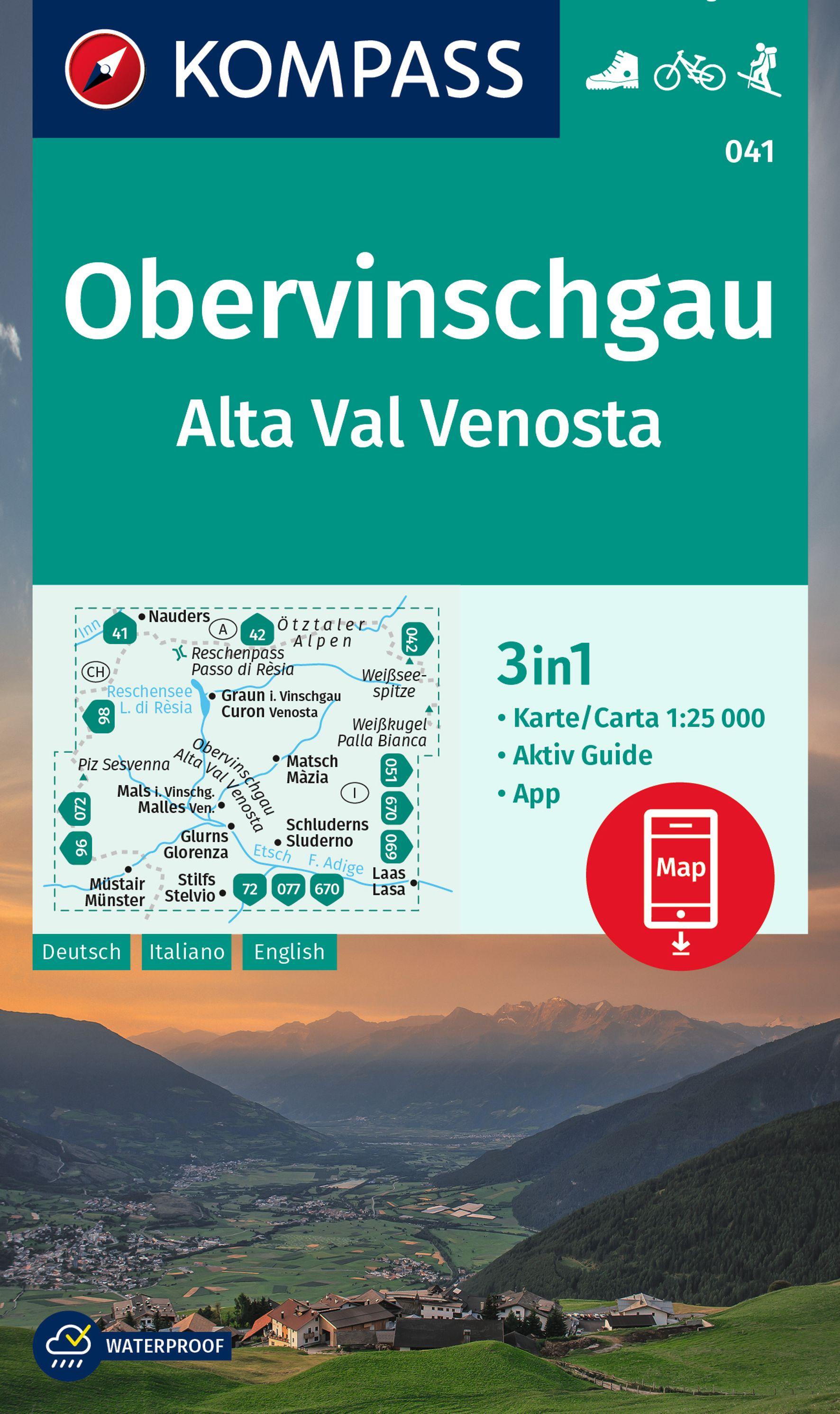 Vorderes Coverbild KOMPASS Wanderkarte 041 Obervinschgau / Alta Val Venosta 1:25.000