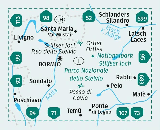 Beispielinhalt (Bild) KOMPASS Wanderkarte 072 Nationalpark Stilfser Joch / Parco Nazionale dello Stelvio 1:50.000
