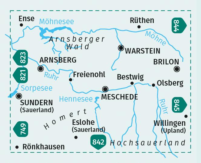 Beispielinhalt (Bild) KOMPASS Wanderkarte 841 Sauerland Nord, Hochsauerland, Arnsberger Wald 1:50.000