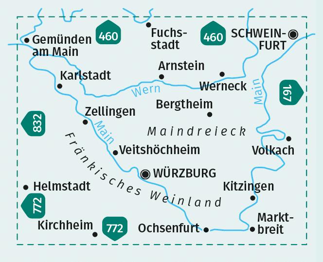 Beispielinhalt (Bild) KOMPASS Wanderkarte 166 Würzburg, Maindreieck, Schweinfurt, Fränkisches Weinland 1:50.000