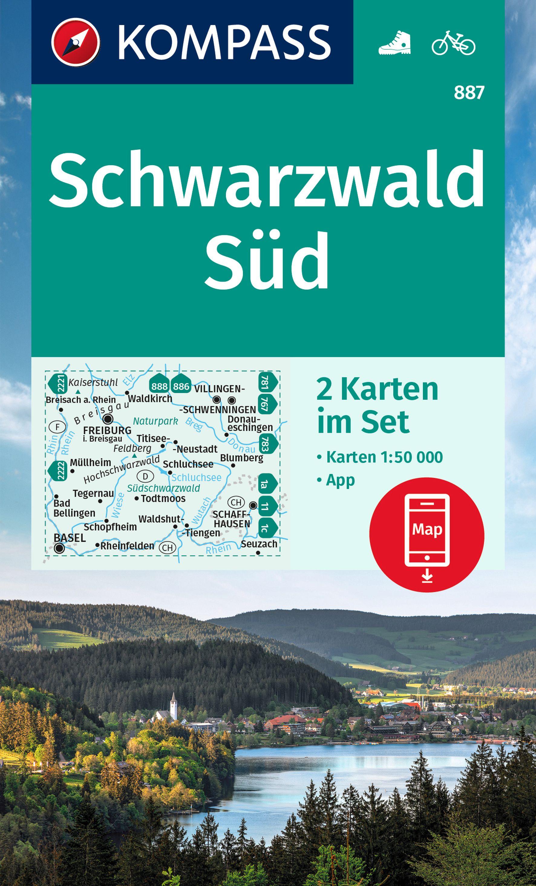 Vorderes Coverbild KOMPASS Wanderkarten-Set 887 Schwarzwald Süd (2 Karten) 1:50.000