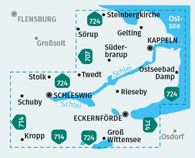 Beispielinhalt (Bild) KOMPASS Wanderkarte 708 Ostseefjord Schlei, Schleswig 1:35.000