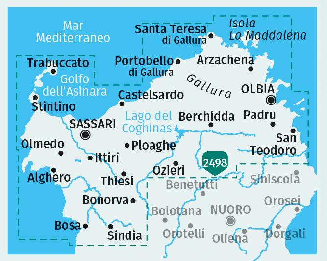 Beispielinhalt (Bild) KOMPASS Wanderkarten-Set 2497 Sardinien Nord / Sardegna Nord (4 Karten) 1:50.000