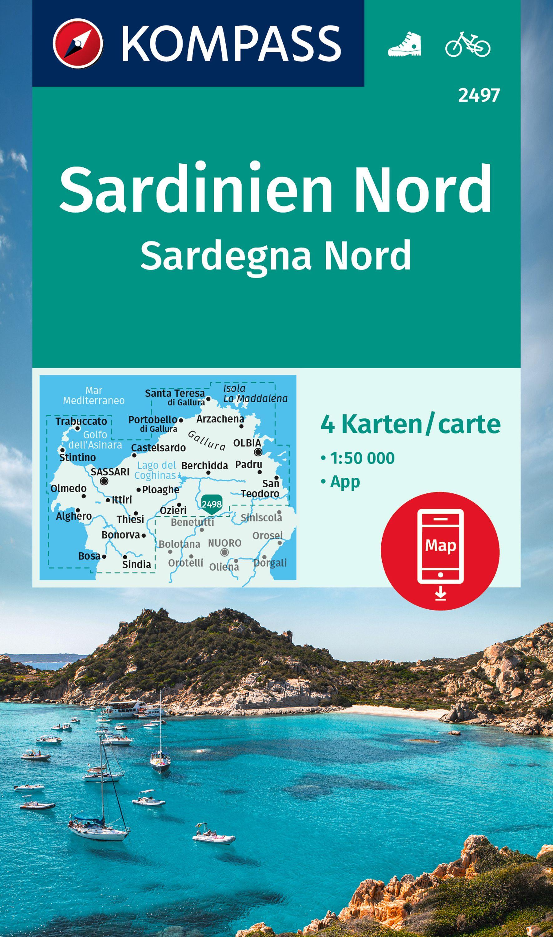 Vorderes Coverbild KOMPASS Wanderkarten-Set 2497 Sardinien Nord / Sardegna Nord (4 Karten) 1:50.000