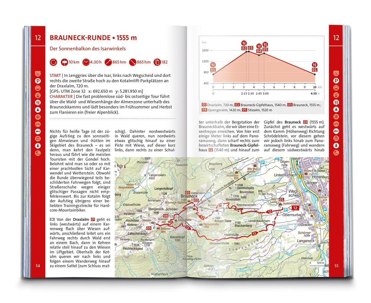 Beispielinhalt (Bild) KOMPASS Wanderführer Isarwinkel, Bad Tölz, Lenggries, Walchensee, 60 Touren mit Extra-Tourenkarte