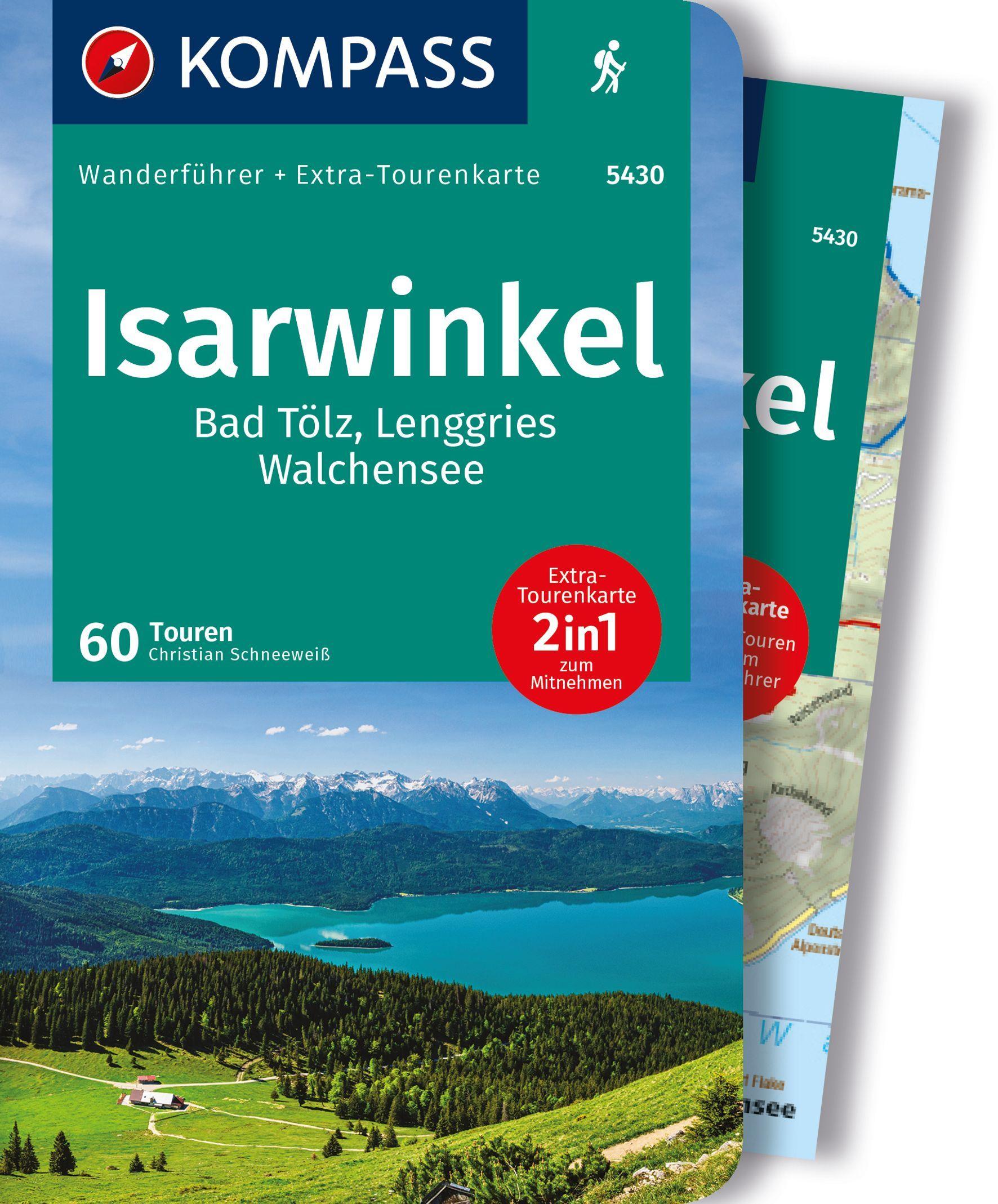 Vorderes Coverbild KOMPASS Wanderführer Isarwinkel, Bad Tölz, Lenggries, Walchensee, 60 Touren mit Extra-Tourenkarte
