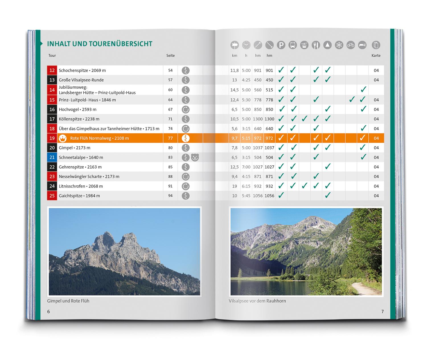 Beispielinhalt (Bild) KOMPASS Wanderführer Tannheimer Tal von Nesselwängle bis Jungholz, 50 Touren mit Extra-Tourenkarte