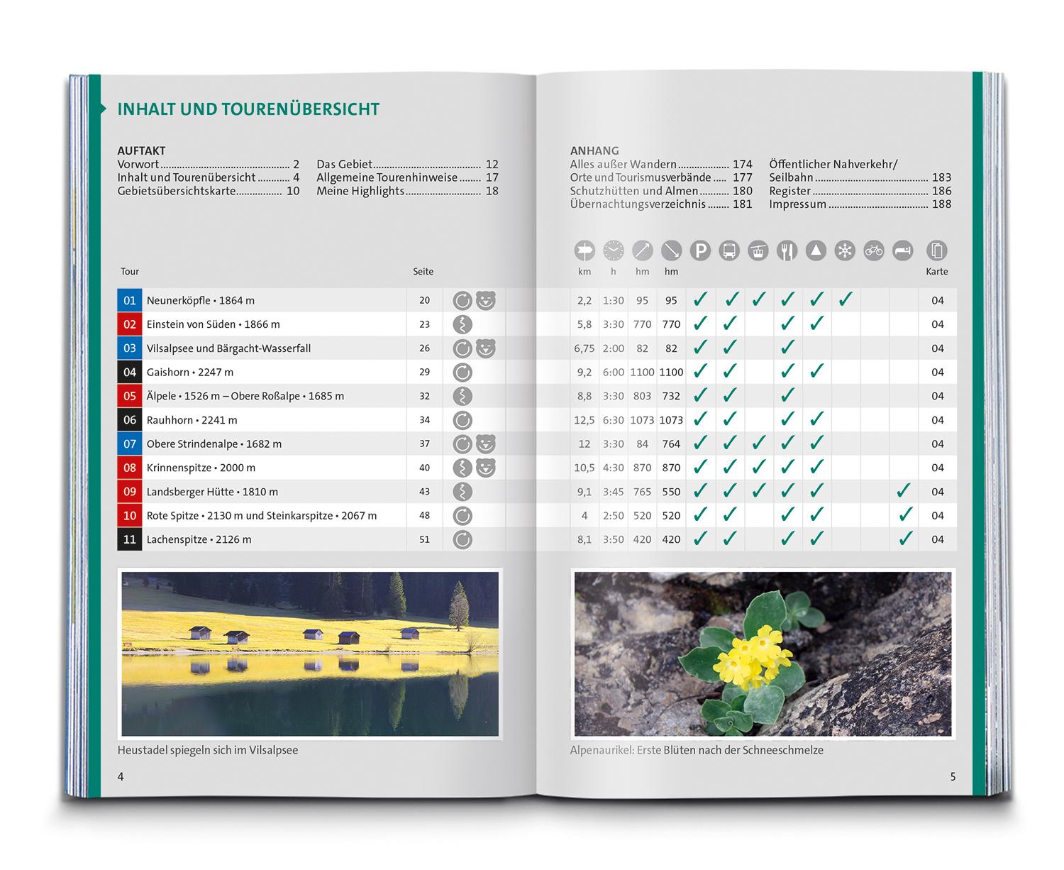 Beispielinhalt (Bild) KOMPASS Wanderführer Tannheimer Tal von Nesselwängle bis Jungholz, 50 Touren mit Extra-Tourenkarte