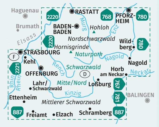 Beispielinhalt (Bild) KOMPASS Wanderkarten-Set 886 Schwarzwald Nord (2 Karten) 1:50.000