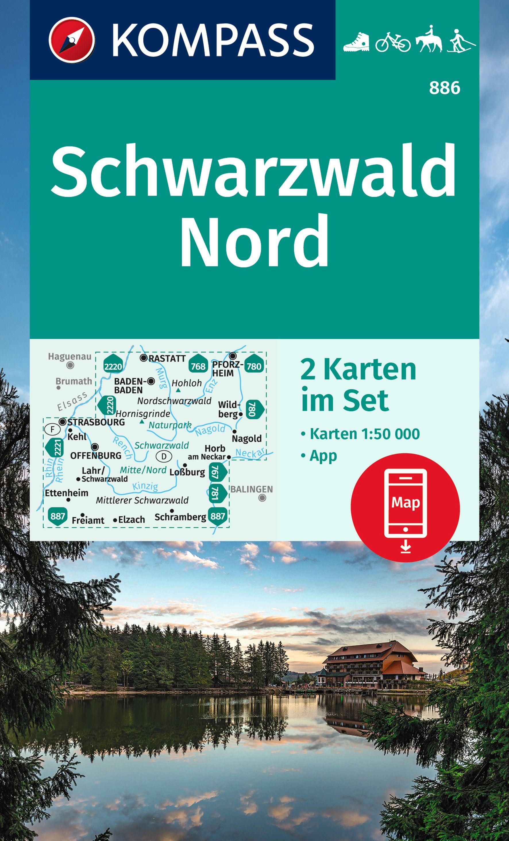 Vorderes Coverbild KOMPASS Wanderkarten-Set 886 Schwarzwald Nord (2 Karten) 1:50.000