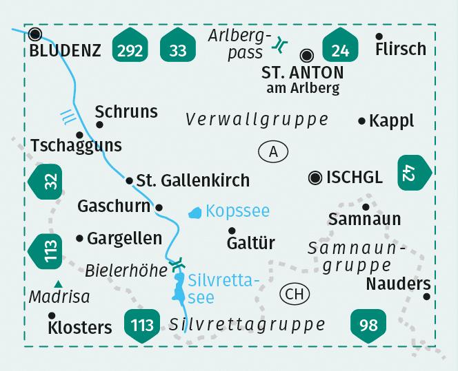 Beispielinhalt (Bild) KOMPASS Wanderkarte 41 Silvretta, Verwallgruppe 1:50.000