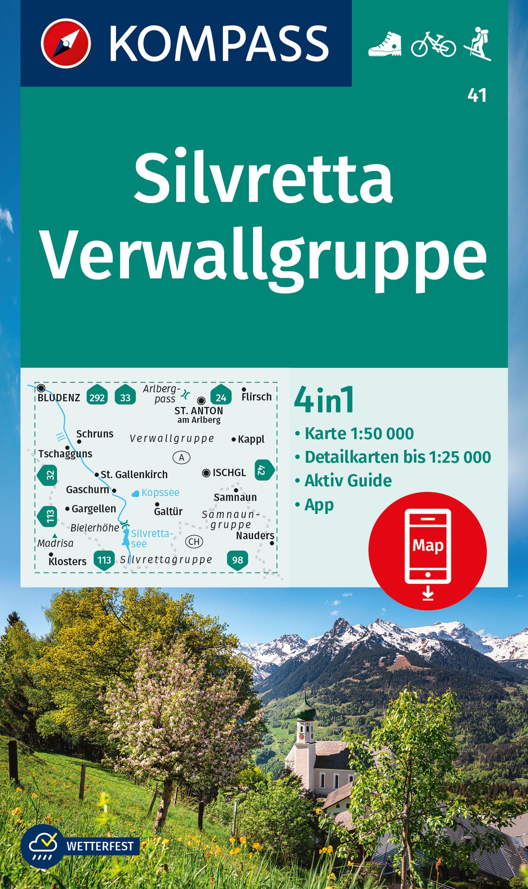Vorderes Coverbild KOMPASS Wanderkarte 41 Silvretta, Verwallgruppe 1:50.000