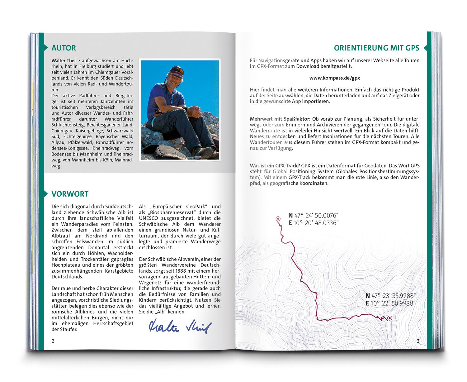 Beispielinhalt (Bild) KOMPASS Wanderführer Schwäbische Alb, 75 Touren mit Extra-Tourenkarte