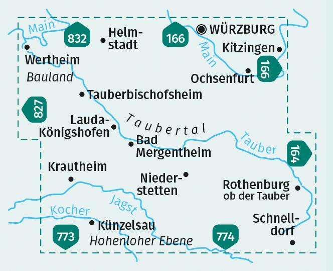 Beispielinhalt (Bild) KOMPASS Wanderkarte 772 Taubertal, Hohenloher Ebene 1:50.000