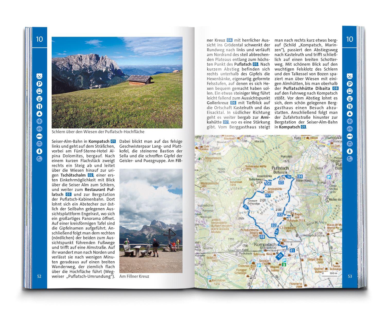 Beispielinhalt (Bild) KOMPASS Wanderführer Seiser Alm, Langkofel, Schlern, Tierser Tal - Herausragende Dolomiten, 35 Touren mit Extra-Tourenkarte