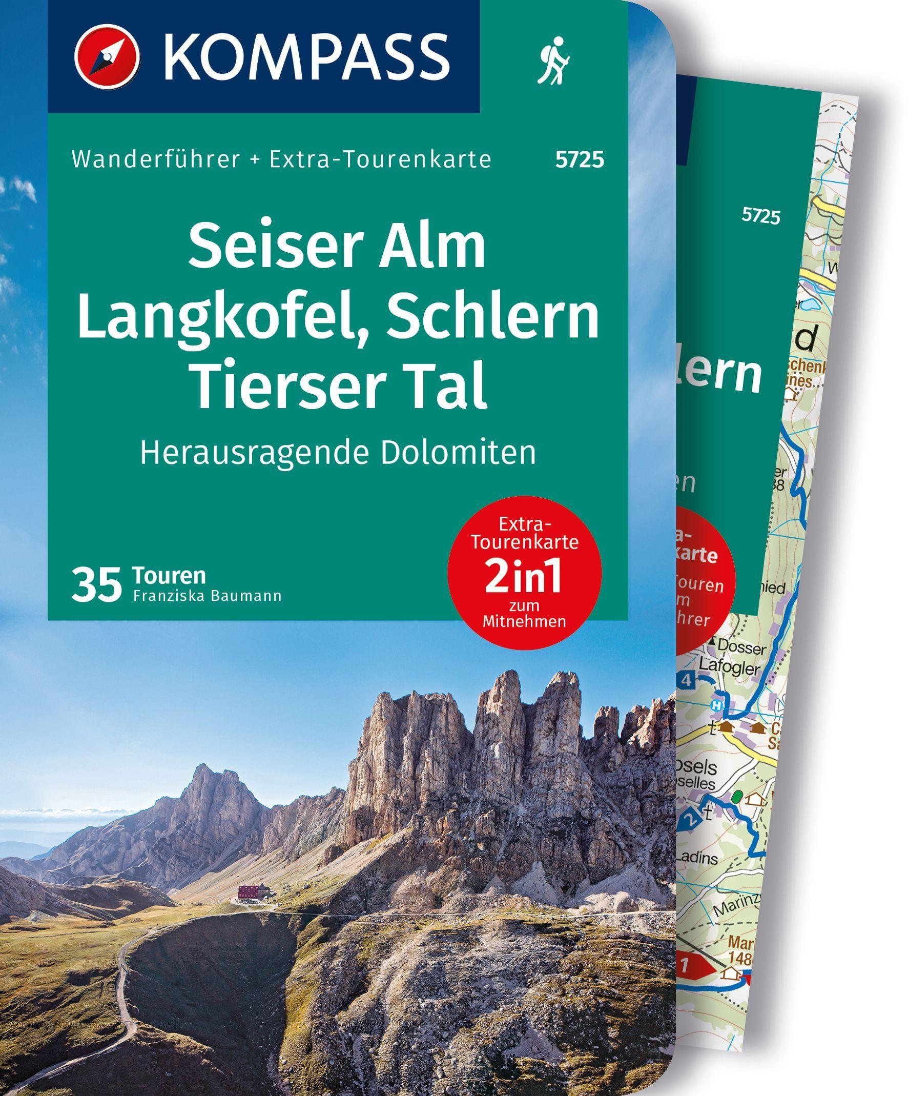 Vorderes Coverbild KOMPASS Wanderführer Seiser Alm, Langkofel, Schlern, Tierser Tal - Herausragende Dolomiten, 35 Touren mit Extra-Tourenkarte