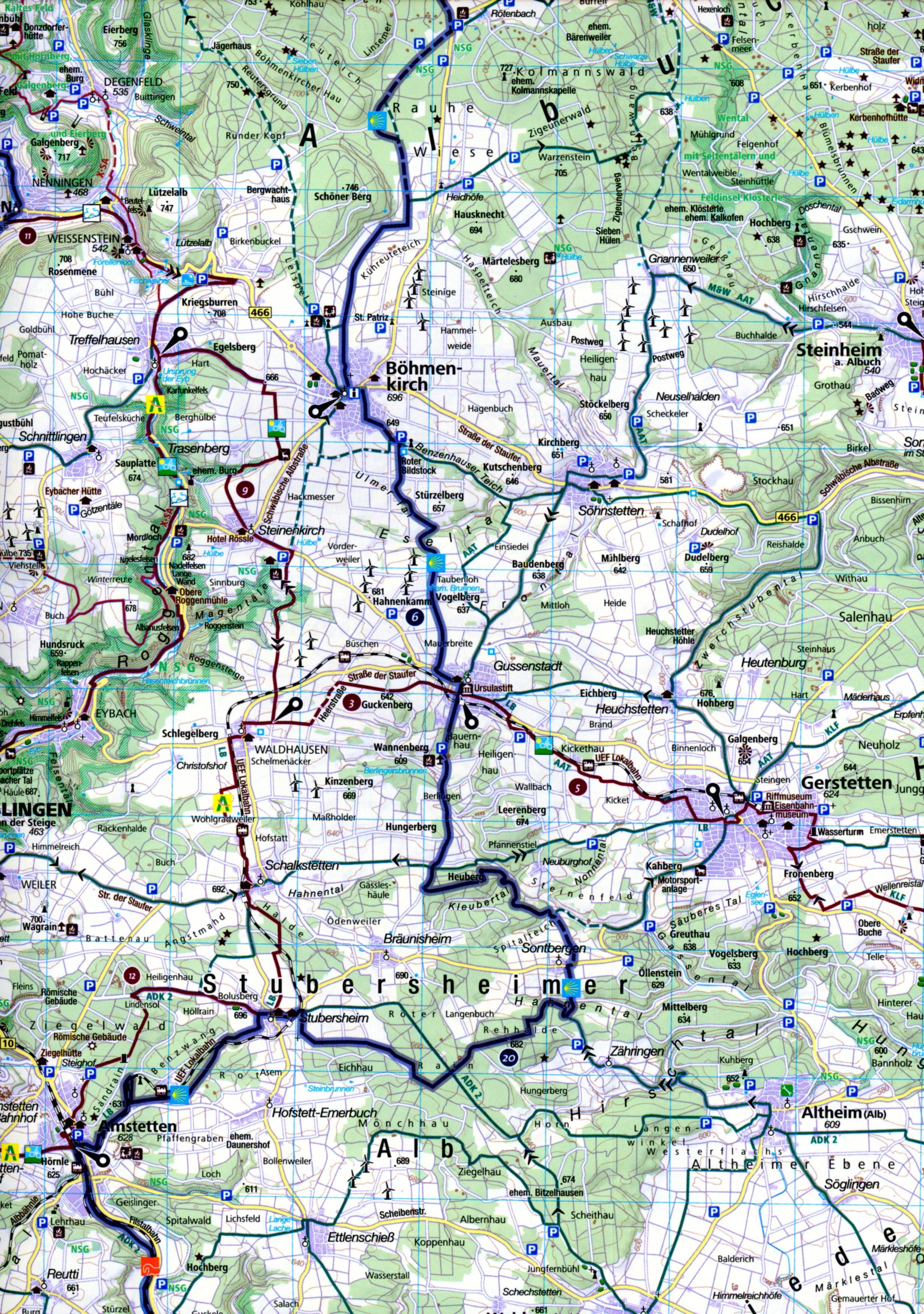 Beispielinhalt (Bild) KOMPASS Fahrradkarte 3346 Ulm und Umgebung, Schwäbische Alb 1:70.000