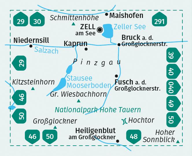 Beispielinhalt (Bild) KOMPASS Wanderkarte 030 Zell am See, Kaprun 1:35.000