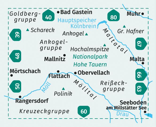 Beispielinhalt (Bild) KOMPASS Wanderkarte 49 Nationalpark Hohe Tauern Süd, Mallnitz, Obervellach, Maltatal, Mölltal 1:50.000