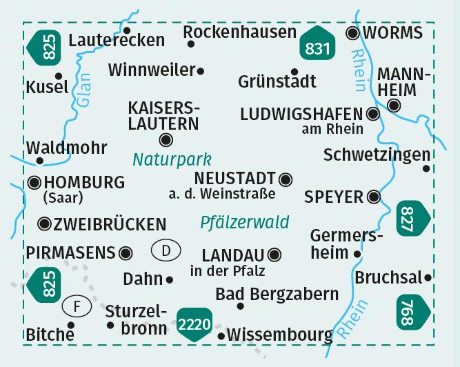 Beispielinhalt (Bild) KOMPASS Wanderkarten-Set 826 Pfalz, Naturpark Pfälzerwald (2 Karten) 1:50.000