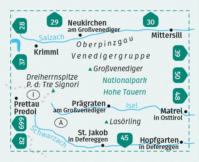 Beispielinhalt (Bild) KOMPASS Wanderkarte 38 Venedigergruppe, Oberpinzgau 1:50.000