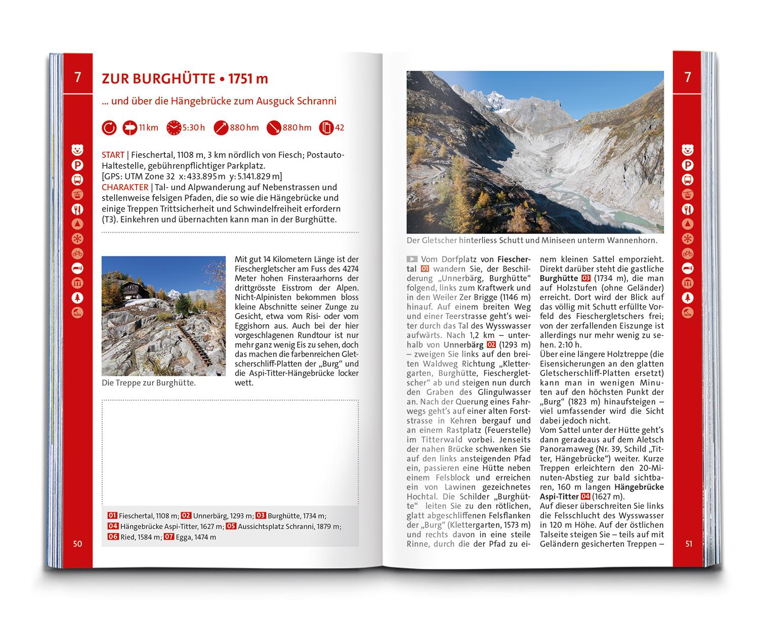 Beispielinhalt (Bild) KOMPASS Wanderführer Wallis, 80 Touren mit Extra-Tourenkarte