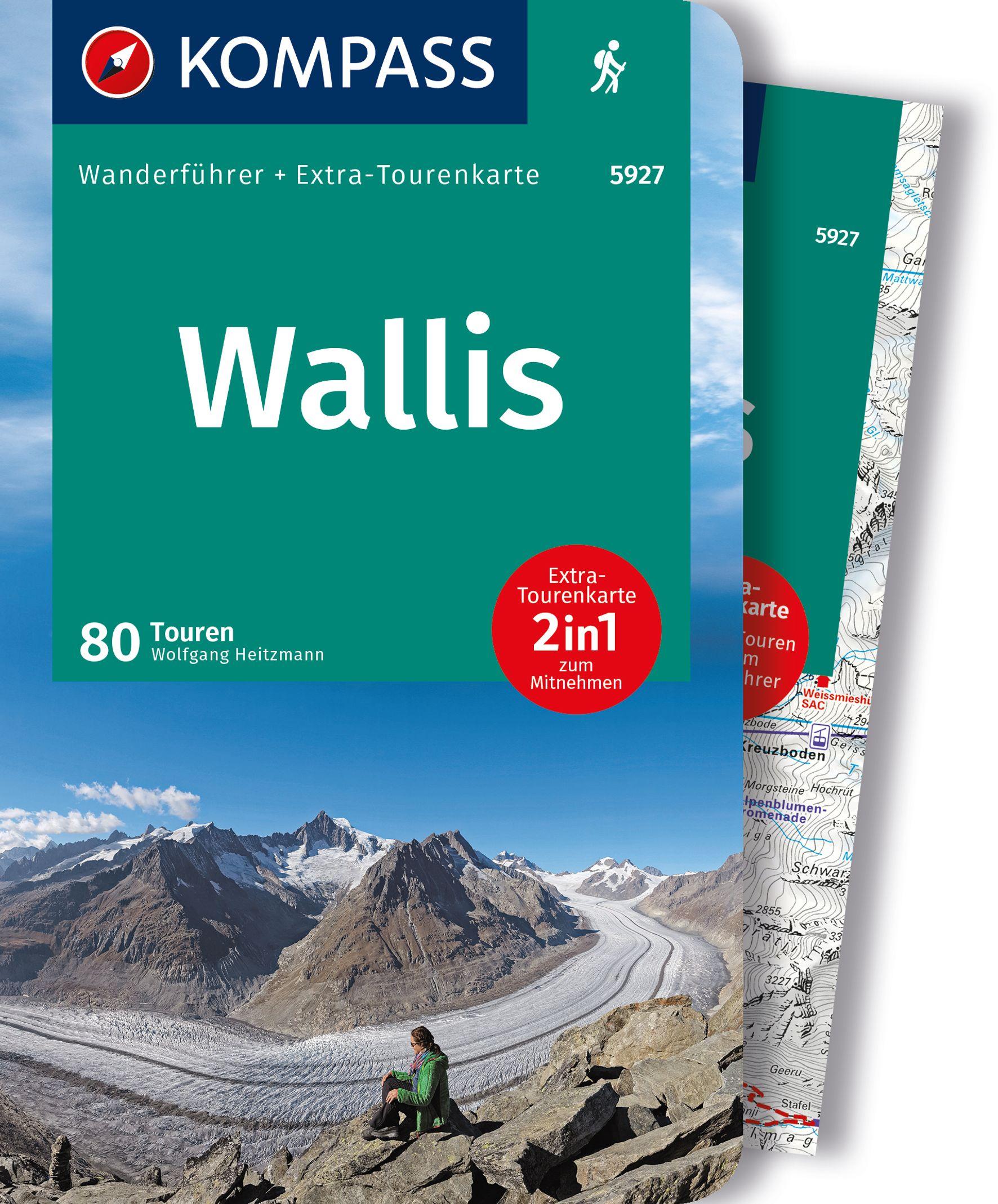 Vorderes Coverbild KOMPASS Wanderführer Wallis, 80 Touren mit Extra-Tourenkarte