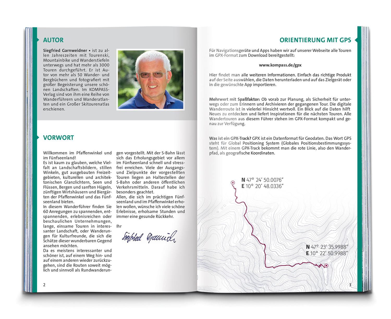 Beispielinhalt (Bild) KOMPASS Wanderführer Pfaffenwinkel, Fünfseenland, Starnberger See, Ammersee, 60 Touren mit Extra-Tourenkarte