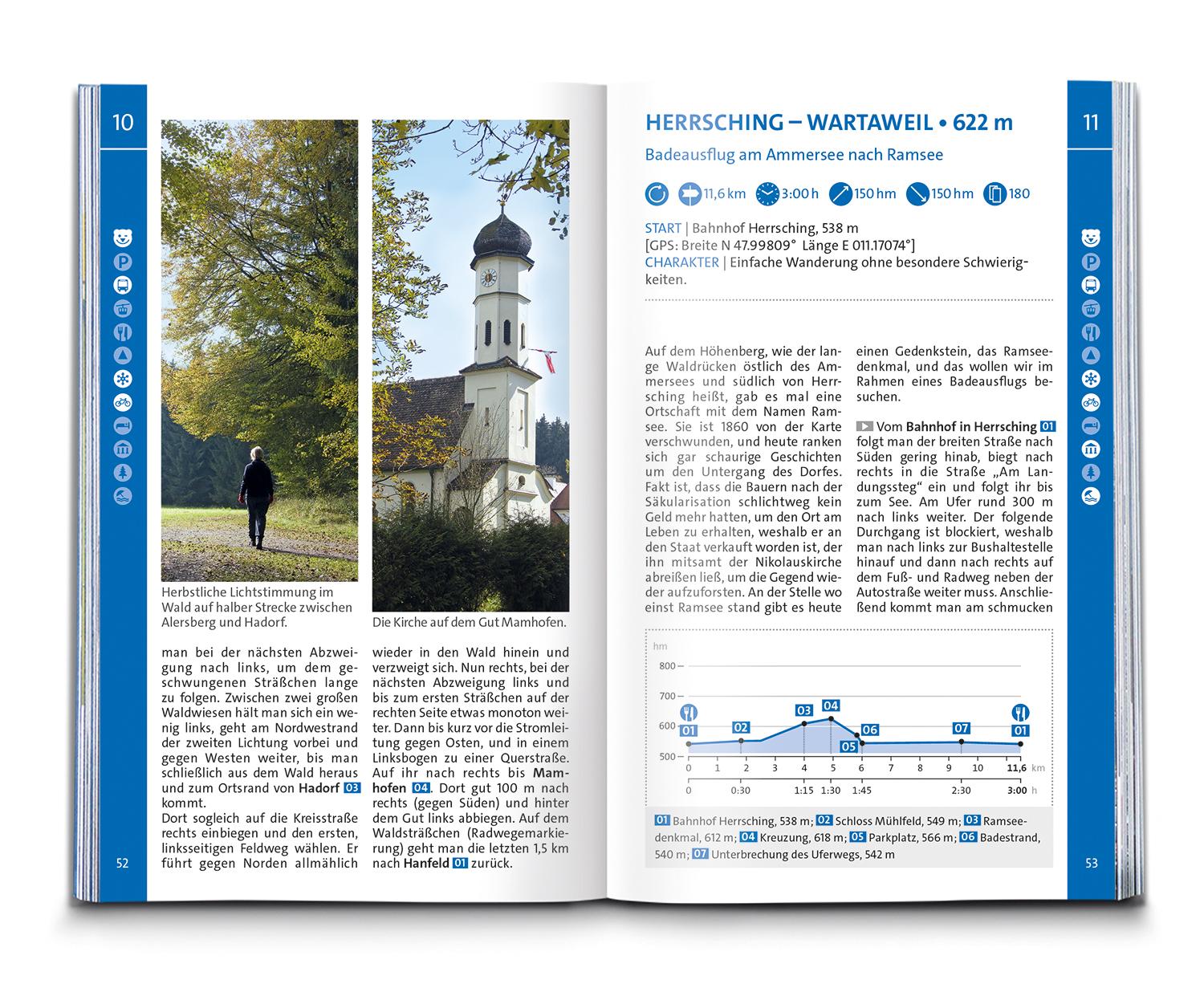 Beispielinhalt (Bild) KOMPASS Wanderführer Pfaffenwinkel, Fünfseenland, Starnberger See, Ammersee, 60 Touren mit Extra-Tourenkarte