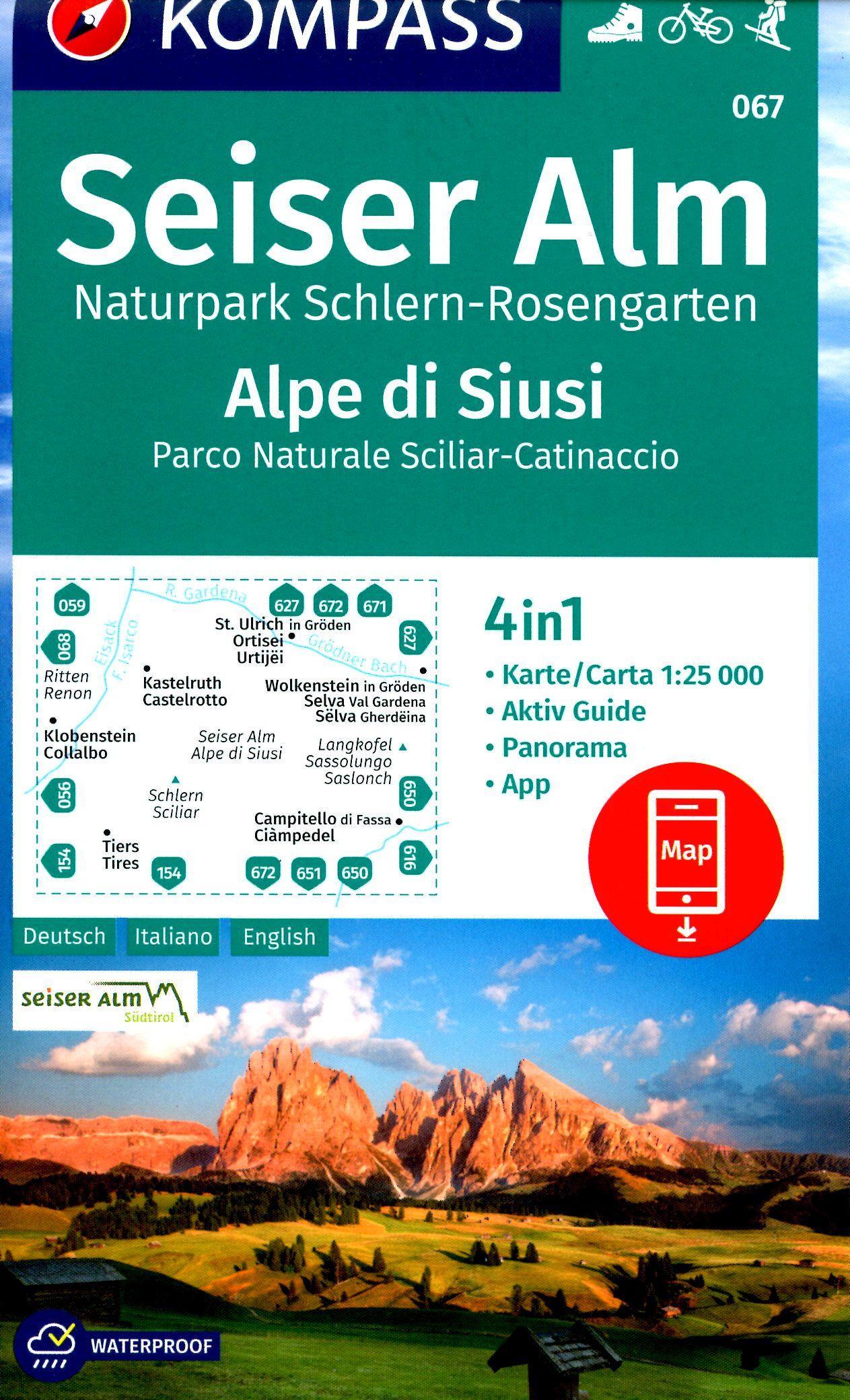 Vorderes Coverbild KOMPASS Wanderkarte 067 Seiser Alm, Naturpark Schlern-Rosengarten / Alpe di Siusi, Parco Naturale Sciliar-Catinaccio 1:25.000