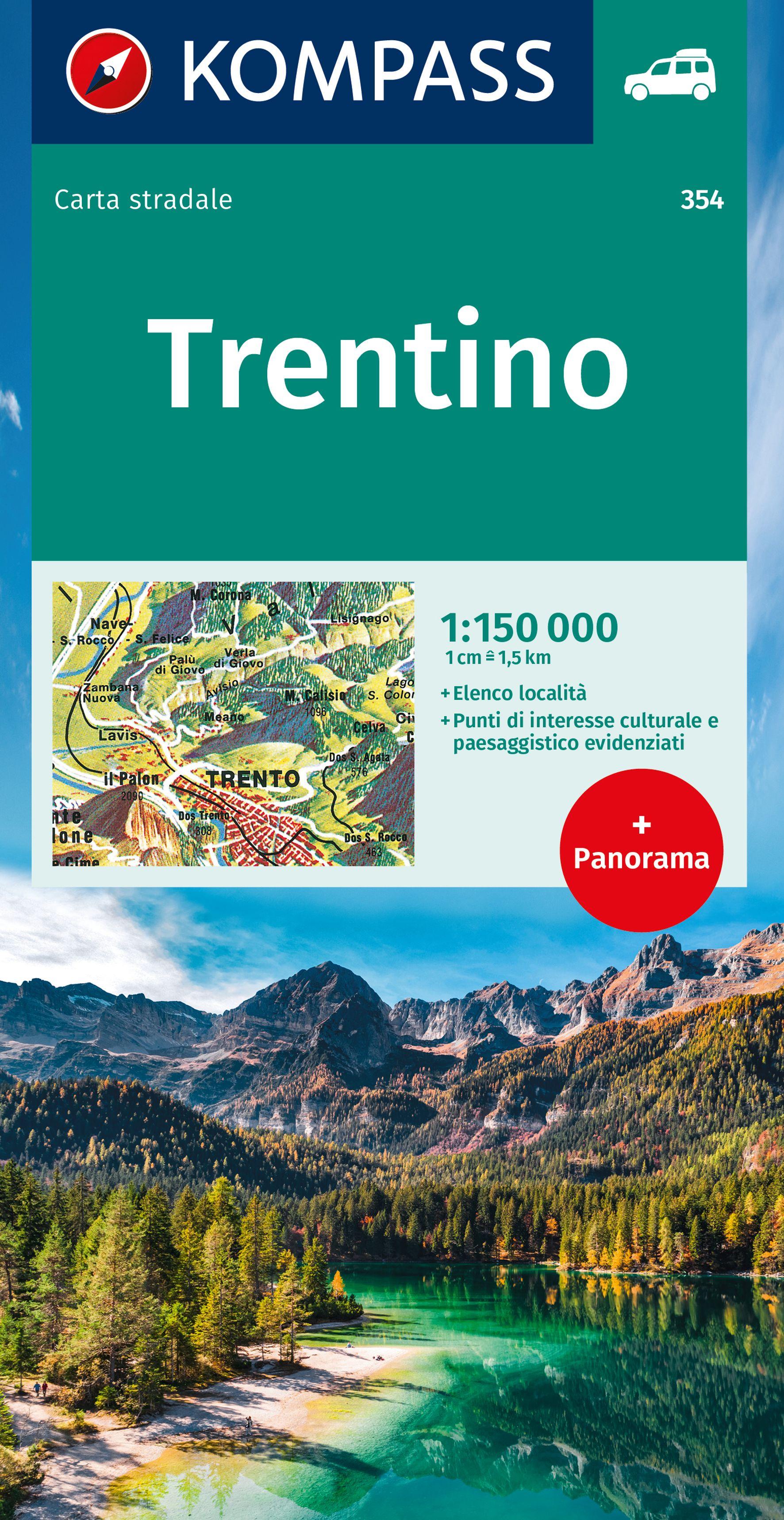 Vorderes Coverbild KOMPASS Autokarte Trentino 1:150.000