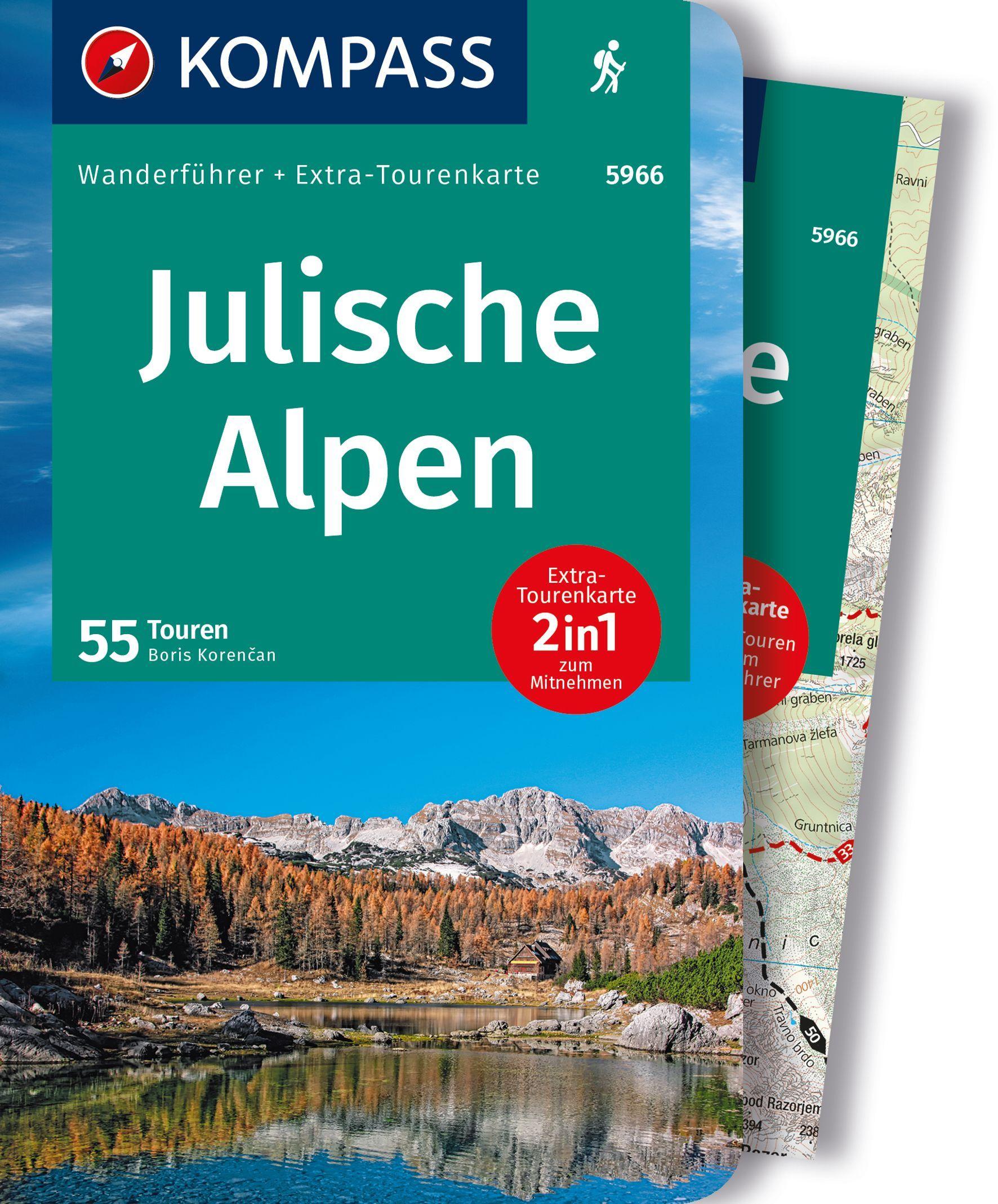 Vorderes Coverbild KOMPASS Wanderführer Julische Alpen, 55 Touren mit Extra-Tourenkarte