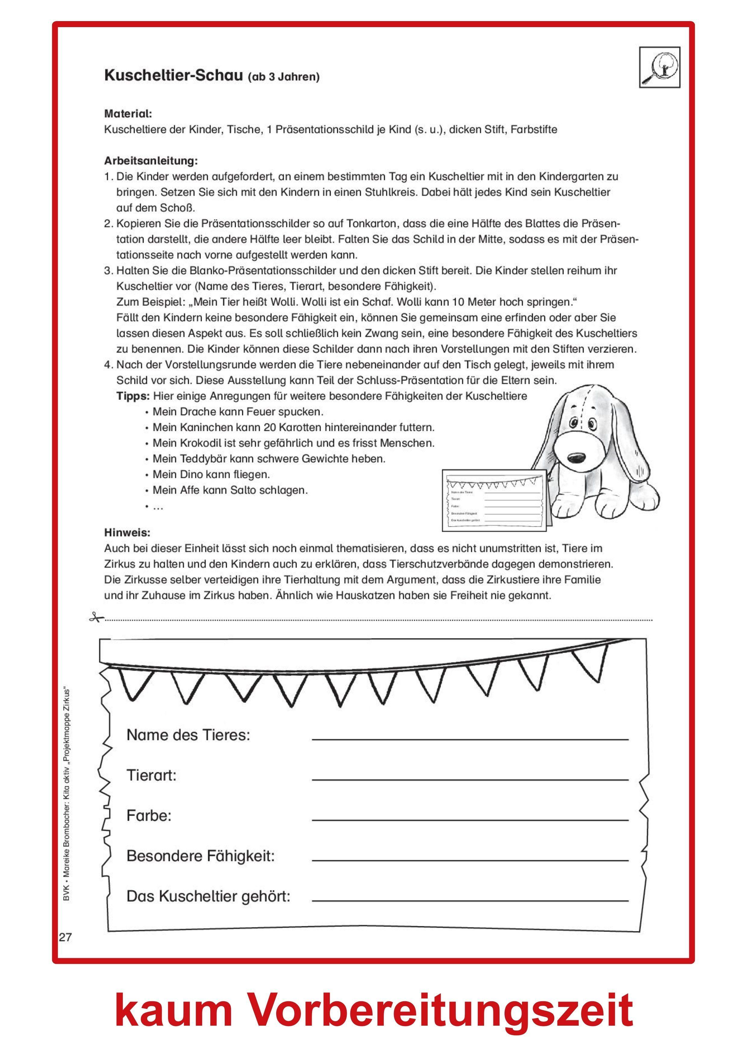 Beispielinhalt (Bild) Kita aktiv Projektmappe Zirkus