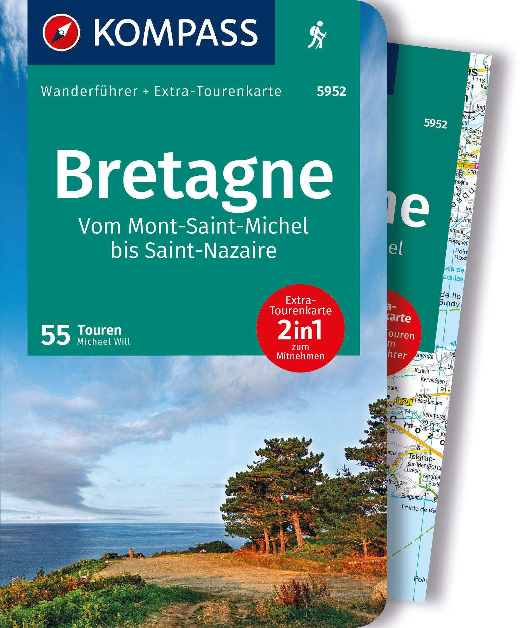 Vorderes Coverbild KOMPASS Wanderführer Bretagne, vom Mont-Saint-Michel bis Saint-Nazaire, 55 Touren mit Extra-Tourenkarte