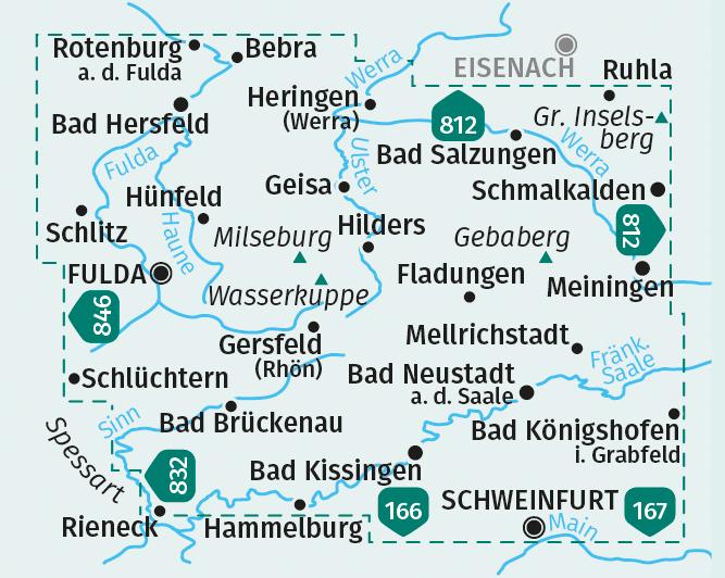 Beispielinhalt (Bild) KOMPASS Wanderkarten-Set 460 Rhön, Fulda (2 Karten) 1:50.000