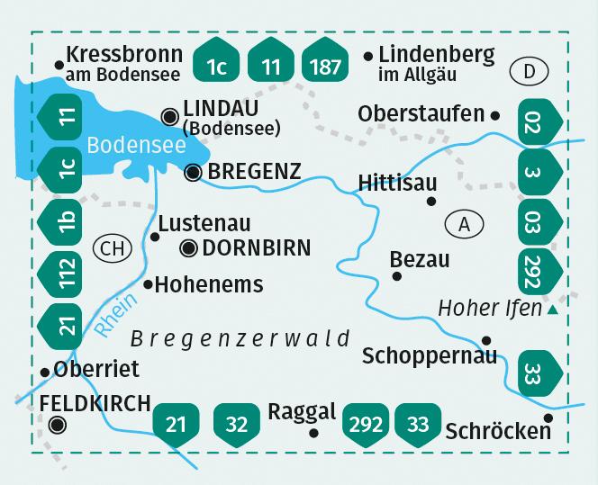 Beispielinhalt (Bild) KOMPASS Wanderkarte 2 Bregenzerwald, Westallgäu 1:50.000