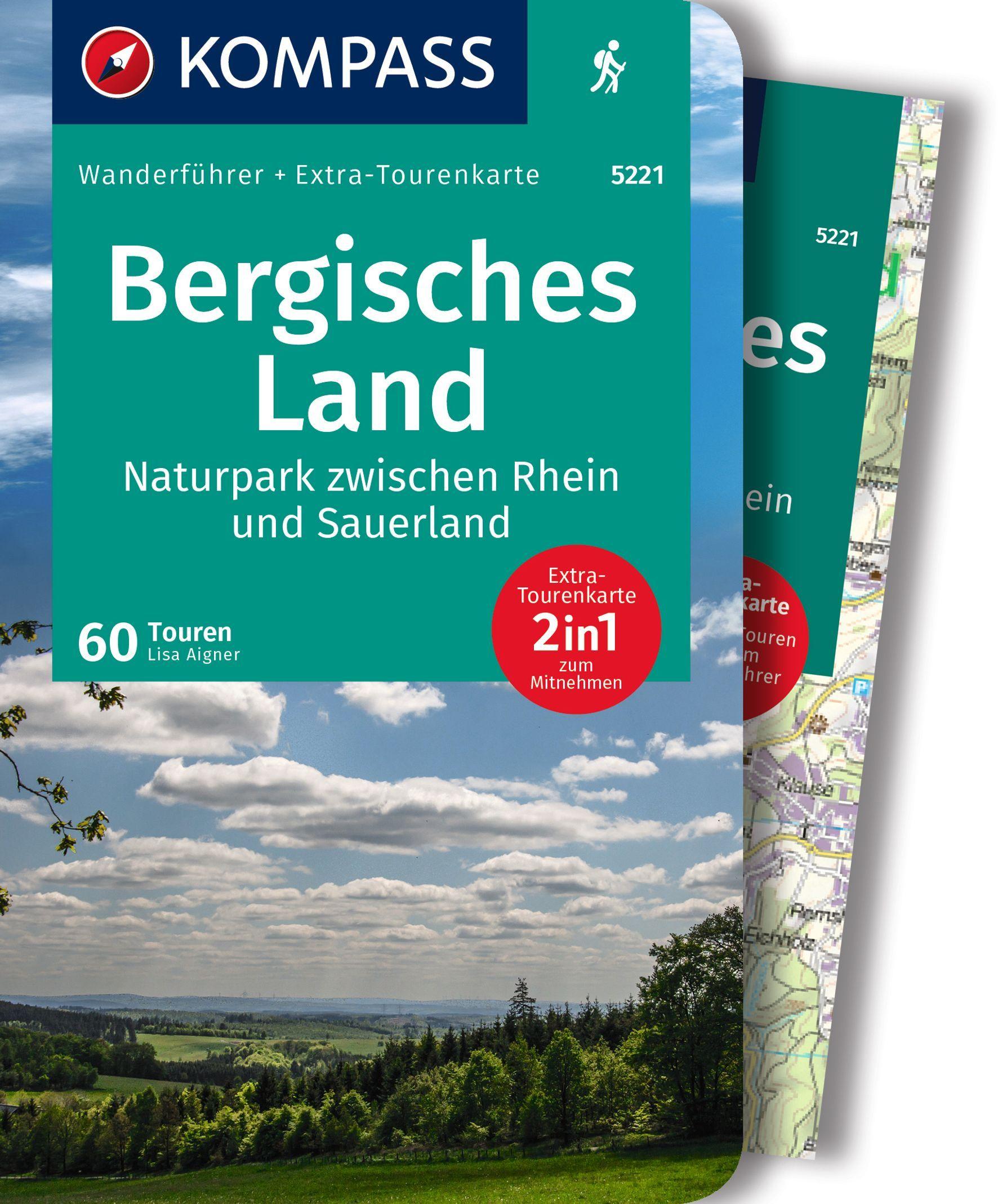 Vorderes Coverbild KOMPASS Wanderführer Bergisches Land, Naturpark zwischen Rhein und Sauerland, 60 Touren mit Extra-Tourenkarte