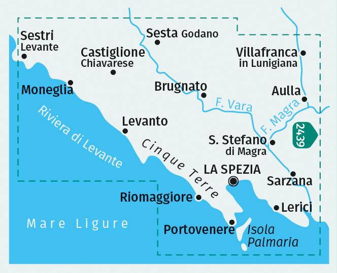 Beispielinhalt (Bild) KOMPASS Wanderkarte 2450 Cinque Terre 1:35.000